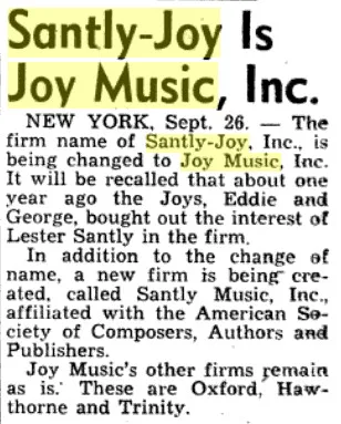 Joy Music, Inc.