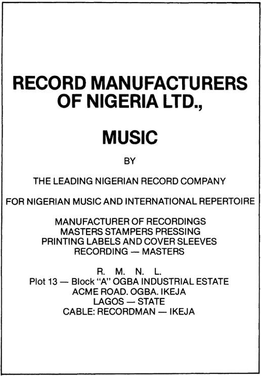 Record Manufacturers Nigeria Ltd. [R.M.N.L.]