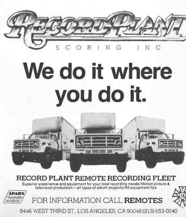 Record Plant Mobile, Los Angeles