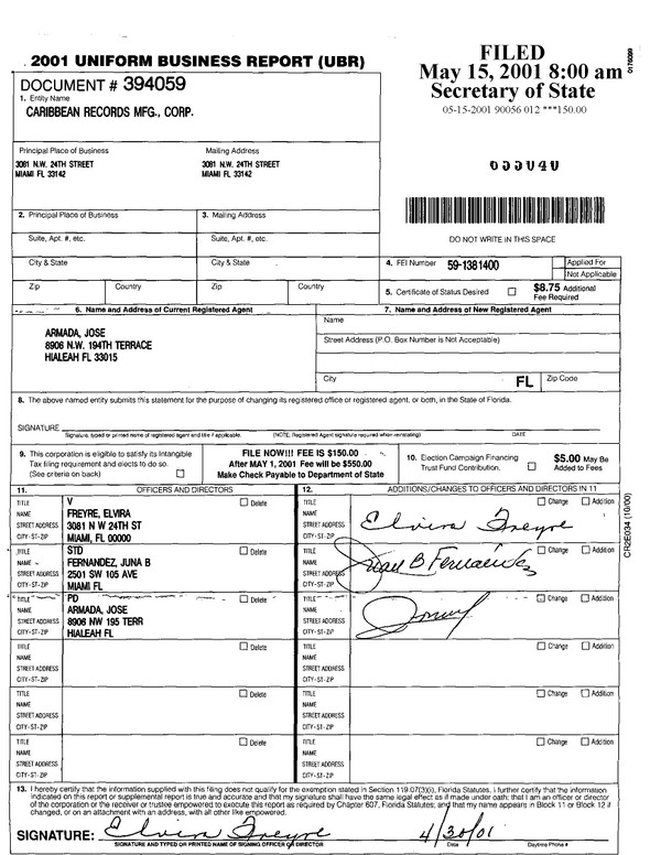 Caribbean Records Mfg. Corp.