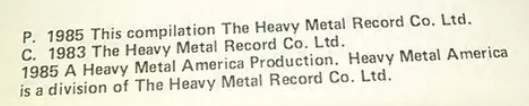 The Heavy Metal Record Co. Ltd.