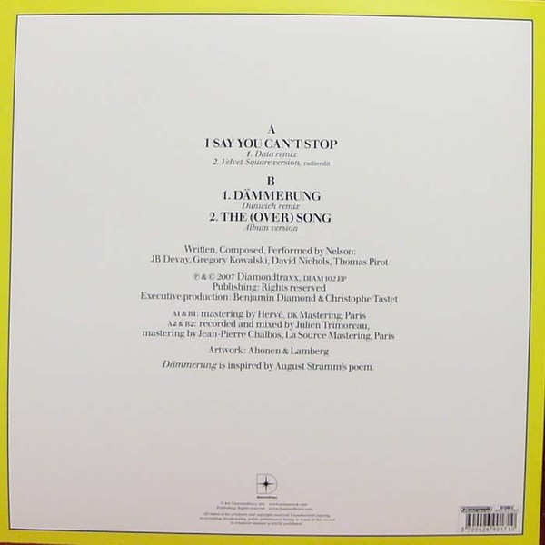 Nelson - I Say You Can't Stop, Electronic, Rock, Alternative Rock, Electro, Tech House, 2006 - Diamond Traxx, France, Vinyl 1