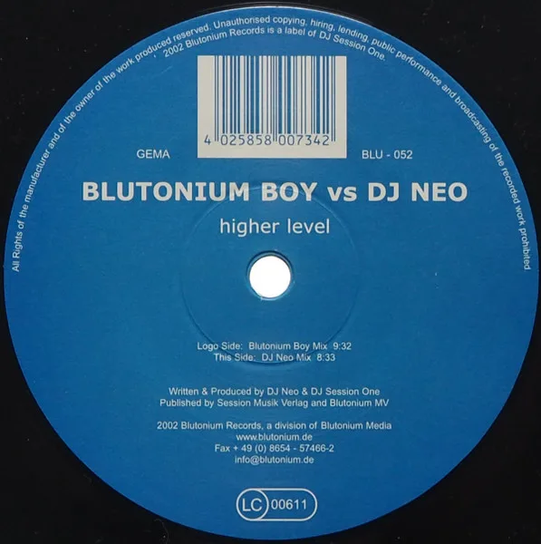 Album cover for Higher Level by DJ Session One Presents Blutonium Boy Vs. DJ Neo
