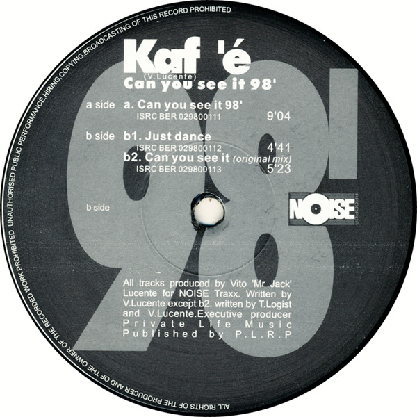 Kaf'e - Can You See It 98', Electronic, House, Speed Garage, 1998 - Noise Traxx, France & Benelux, Vinyl 1x 12"