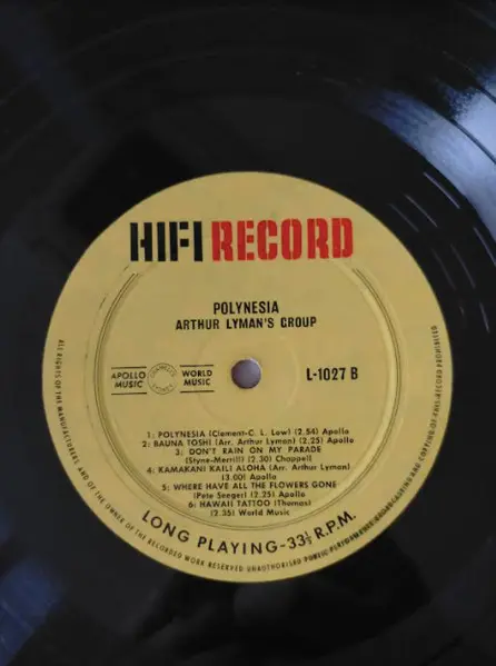 Arthur Lyman - Polynesia, Folk, World, & Country, Jazz, Easy Listening, Pacific, 1965 - HiFi Records, Australia, Vinyl 1x LP,
