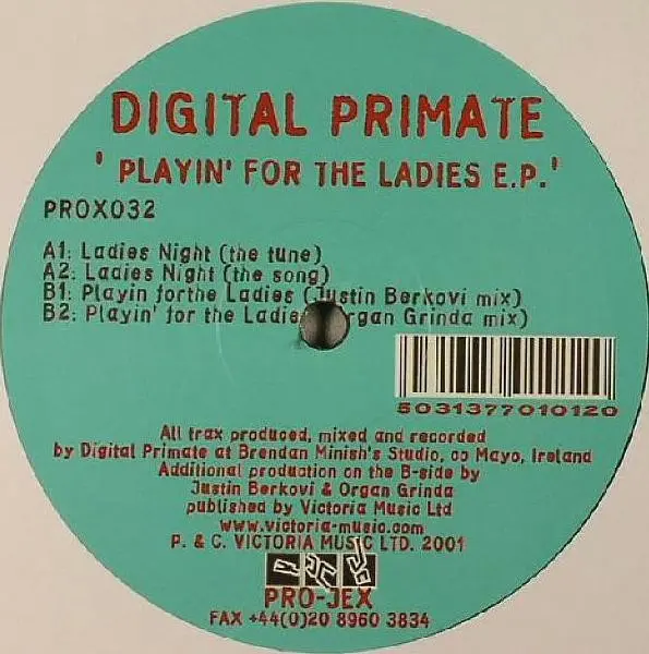 Digital Primate - Playin For The Ladies E.P., Electronic, Techno, 2001 - Pro-Jex, UK, Vinyl 1x 12", EP