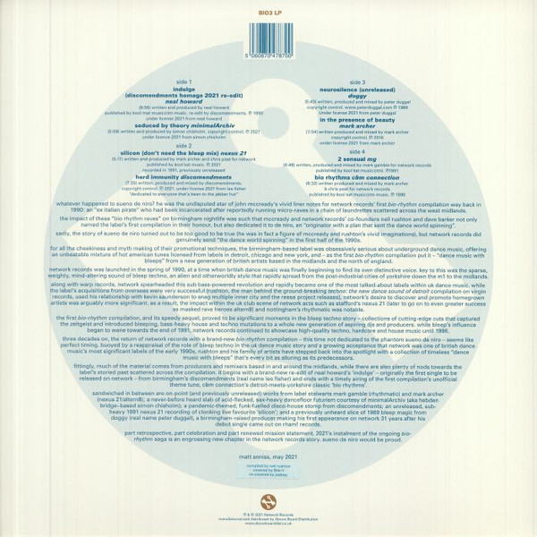 Various - Bio Rhythm 3 "Re-Indulge", Electronic, Bleep, House, Techno, 2021 - Network Records, UK, Vinyl 2x 12", Album, Compi