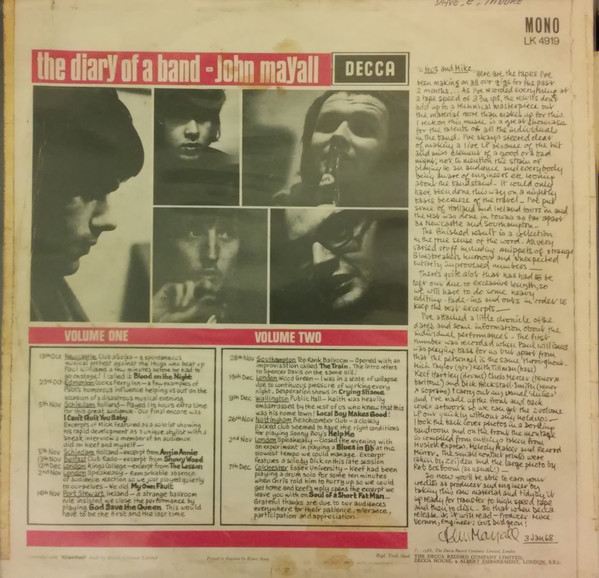 John Mayall / John Mayall & The Bluesbreakers - The Diary Of A Band Volume Two - 1968 -Blues Rock -Decca -Vinyl 1x LP, Album,