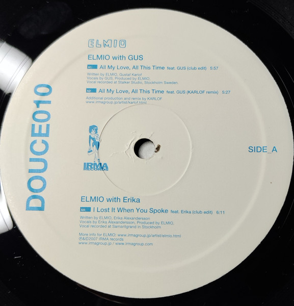 ELMIO - All My Love, All This Time - 2007 - House - La Douce - Vinyl 1x 12"