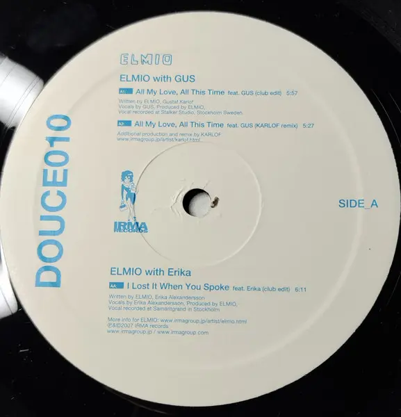 ELMIO - All My Love, All This Time - 2007 - House - La Douce - Vinyl 1x 12"