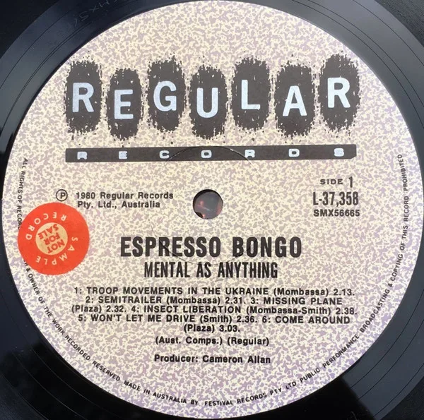 Album cover for Espresso Bongo by Mental As Anything