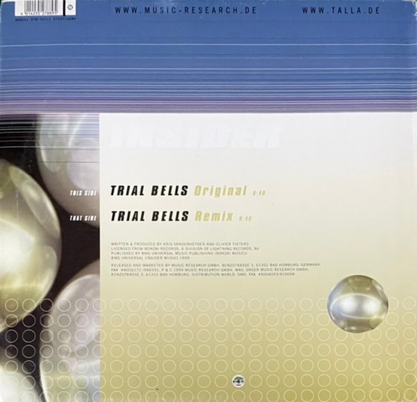 Insider - Trial Bells, Electronic, Techno, Trance, 1999 - Bonzai Germany, Germany, Vinyl 1x 12", 45 RPM
