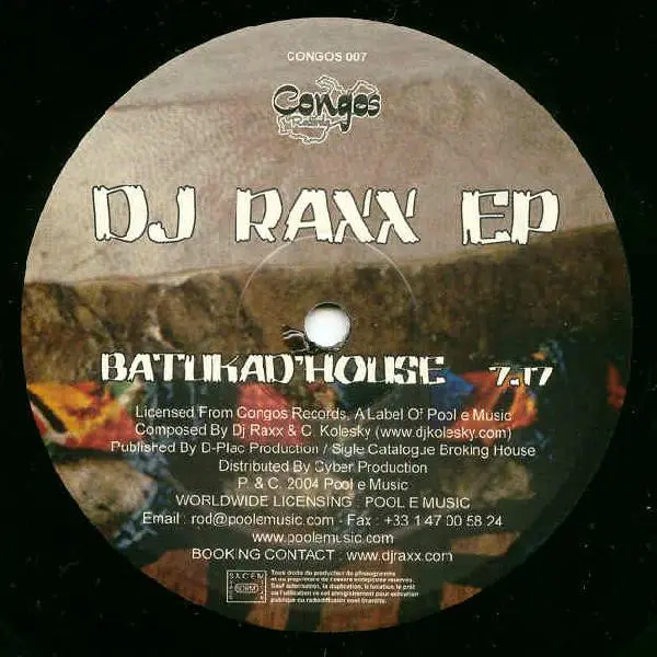 DJ Raxx - EP, Electronic, Tribal House, 2004 - Congos Records, France, Vinyl 1x 12", EP