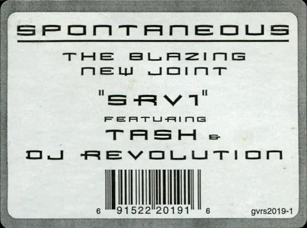Spontaneous - SRV1, Hip Hop, 2000 - Good Vibe Recordings, US, Vinyl 1x 12"