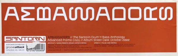 Album cover for Ambassadors (The Santorin Drum'n'Bass Anthology) by Simon V / Artefact (4)
