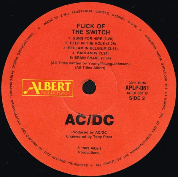 Album cover for Flick Of The Switch by AC/DC