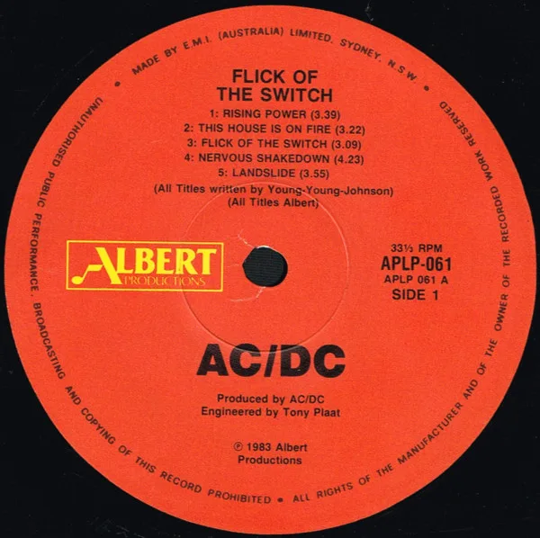 Album cover for Flick Of The Switch by AC/DC