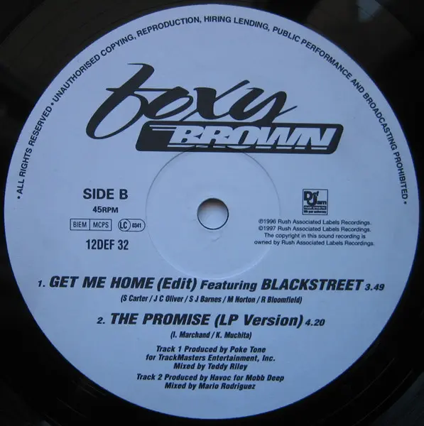 Foxy Brown Featuring Blackstreet - Get Me Home, Hip Hop, Pop Rap, 1997 - Def Jam Music Group Inc., UK, Vinyl 1x 12", 45 RPM, 