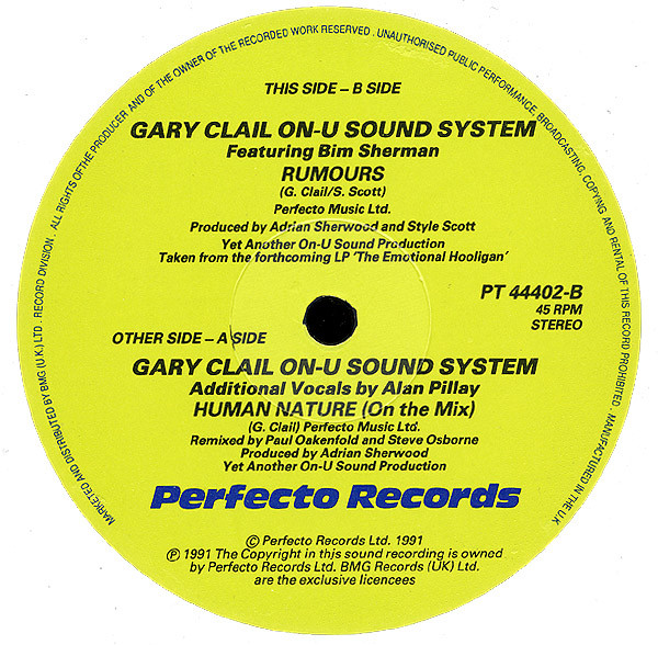 Gary Clail & On-U Sound System - Human Nature, Electronic, Pop, Downtempo, Dub, House, 1991 - Perfecto, UK & Europe, Vinyl 1x