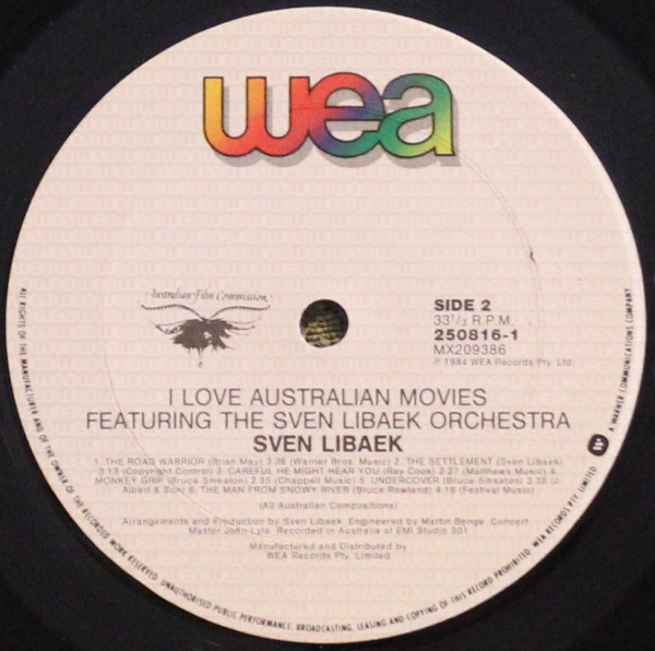 Sven Libaek - I Love Australian Movies, Stage & Screen, Score, Soundtrack, 1984 - WEA, Australia, Vinyl 1x LP, Album