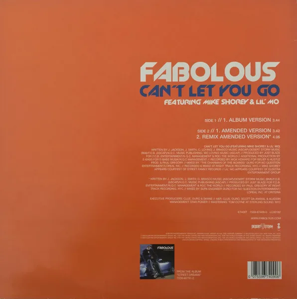 Album cover for Can't Let You Go by Fabolous