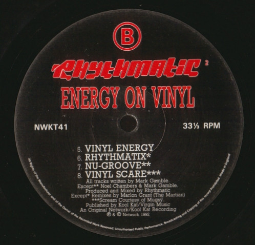 Rhythmatic - Energy On Vinyl, Electronic, Bleep, Breakbeat, Hardcore, Techno, 1992 - Network Records, UK, Vinyl 1x LP