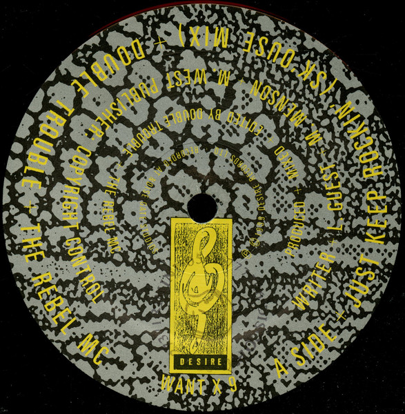 Double Trouble & Rebel MC - Just Keep Rockin', Electronic, Hip-House, 1989 - Desire Records, UK, Vinyl 1x 12", 45 RPM, Single