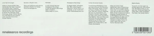 Human Movement Featuring Sophie Moleta - Love Has Come Again, Electronic, Rock, Progressive Trance, Trance, 2001 - Renaissanc