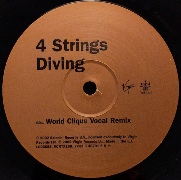4 Strings - Diving, Electronic, Progressive House, Progressive Trance, Trance, 2002 - Nebula, Virgin, UK, Vinyl 1x 12", 33 ⅓ 