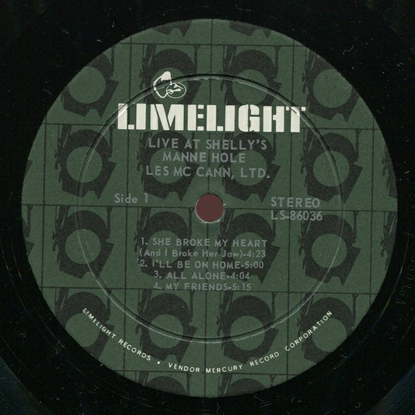 Les McCann Ltd. - Live At Shelly's Manne-Hole, Jazz, 1966 - Limelight, US, Vinyl 1x LP, Album, Stereo Gatefold