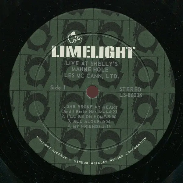 Les McCann Ltd. - Live At Shelly's Manne-Hole, Jazz, 1966 - Limelight, US, Vinyl 1x LP, Album, Stereo Gatefold