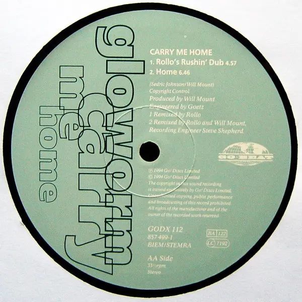 Gloworm - Carry Me Home, Electronic, Downtempo, House, 1994 - Go! Beat, UK, Vinyl 1x 12", 33 ⅓ RPM, Single, Stereo