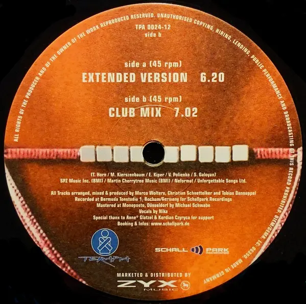 DJ Sputnik - All The Things She Said, Electronic, Hard Trance, Trance, 2003 - Schallpark Recordings, Terapia, Germany, Vinyl 