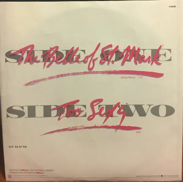 Sheila E. - The Belle Of St. Mark, Funk / Soul, Pop, Disco, Soul, 1984 - Warner Bros. Records, Australia, Vinyl 1x 12", Singl