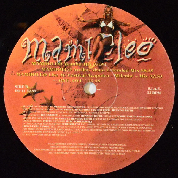 Loona - Mamboleo, Electronic, Latin, Pop, Euro House, Eurodance, Mambo, Samba, 1999 - Do It Yourself, Italy, Vinyl 1x 12", 33