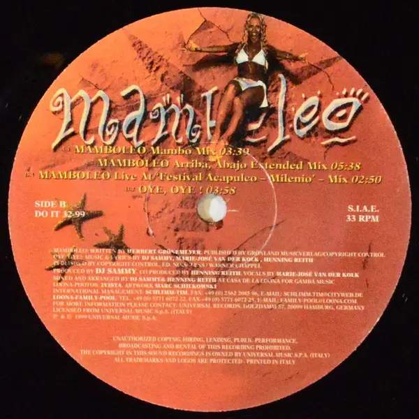 Loona - Mamboleo, Electronic, Latin, Pop, Euro House, Eurodance, Mambo, Samba, 1999 - Do It Yourself, Italy, Vinyl 1x 12", 33