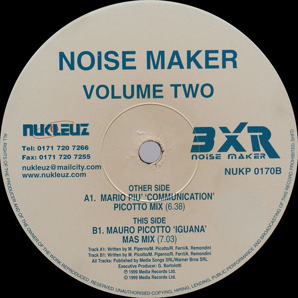 Mario Più / Mauro Picotto - Noise Maker Volume Two, Electronic, Hard Trance, Techno, 1999 - Nukleuz, UK, Vinyl 1x 12", 33 ⅓ R