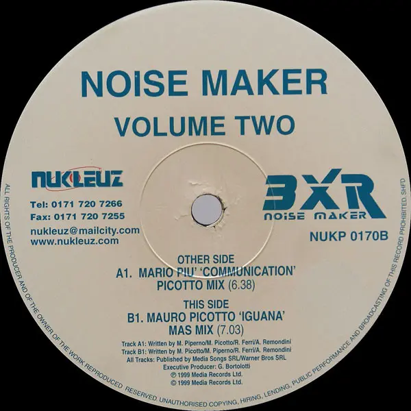 Mario Più / Mauro Picotto - Noise Maker Volume Two, Electronic, Hard Trance, Techno, 1999 - Nukleuz, UK, Vinyl 1x 12", 33 ⅓ R
