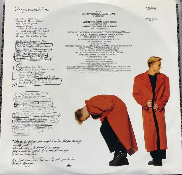 Album cover for When You Come Back To Me by Jason Donovan