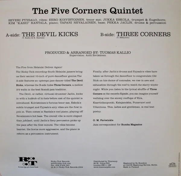 Five Corners Quintet, The - The Devil Kicks / Three Corners, Jazz, Bossa Nova, Cool Jazz, 2004 - Ricky-Tick Records, Finland,