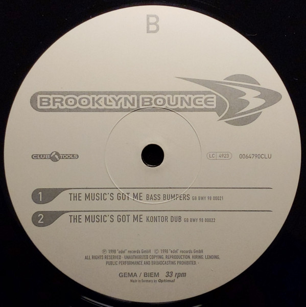 Brooklyn Bounce - The Music's Got Me, Electronic, Euro House, House, 1998 - Club Tools, Germany, Vinyl 1x 12", 33 ⅓ RPM