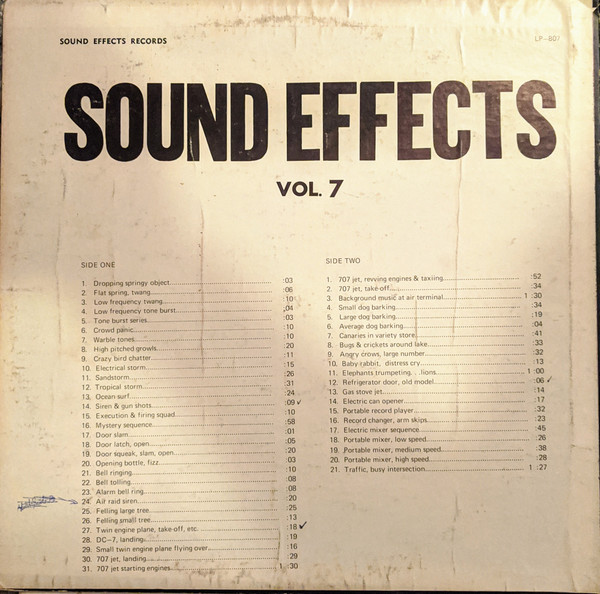 Album cover for Sound Effects Vol. 7 by No Artist