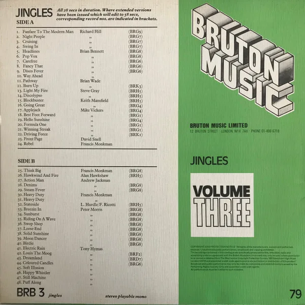 Album cover for Jingles Volume Three by Various