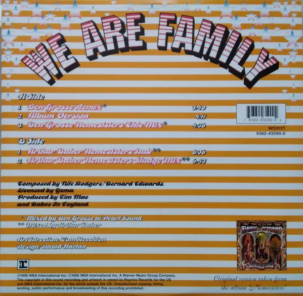 Babes In Toyland - We Are Family, Electronic, Rock, Grunge, Leftfield, 1995 - Reprise Records, Europe, Vinyl 1x 12", 33 ⅓ RPM