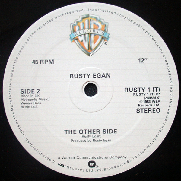 Rusty Egan - The Twilight Zone, Electronic, Synth-pop, 1983 - Warner Bros. Records, UK, Vinyl 1x 12", 45 RPM