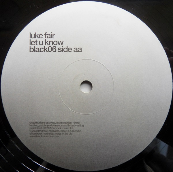 Luke Fair - Kritical / Let U Know, Electronic, Progressive House, 2002 - Black, UK, Vinyl 1x 12", 33 ⅓ RPM