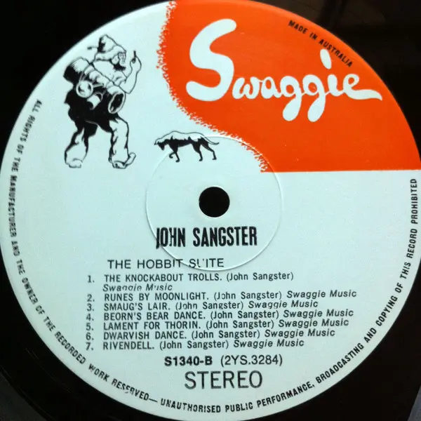 John Sangster - The Hobbit Suite, Jazz, 1973 - Swaggie Records, Australia, Vinyl 1x LP, Album, Stereo
