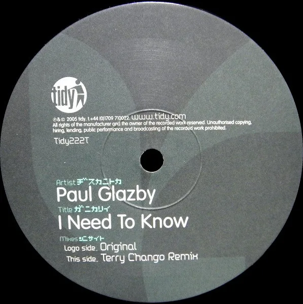 Album cover for I Need To Know by Paul Glazby