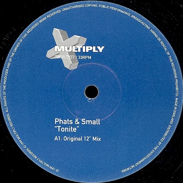 Album cover for Tonite by Phats & Small
