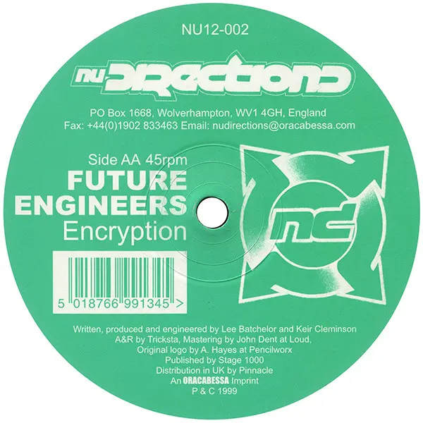 Future Engineers - Wavelength / Encryption, Electronic, Drum n Bass, 1999 - Nu-Directions, UK, Vinyl 1x 12", 45 RPM